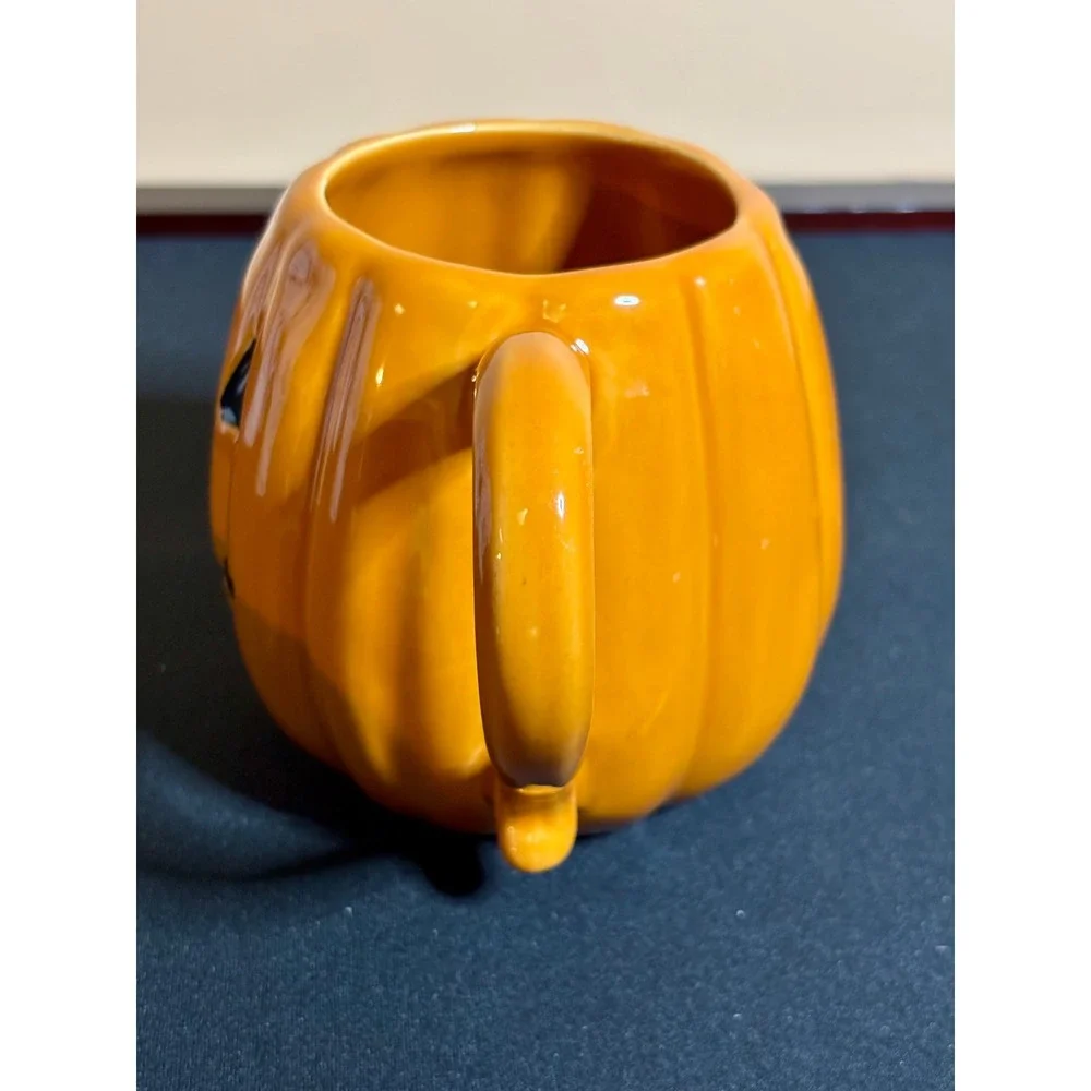 Pottery Barn Halloween Jack O' Lantern Pumpkin Mug Orange Ceramic Coffee Cup